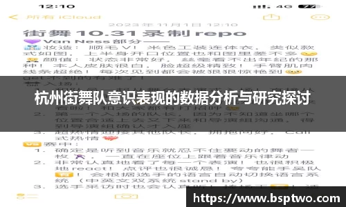 杭州街舞队意识表现的数据分析与研究探讨
