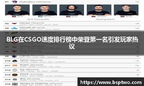 BLG在CSGO速度排行榜中荣登第一名引发玩家热议